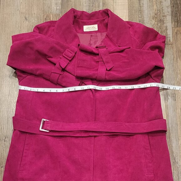 Vintage Union Made USA Lilli Ann Collections Raspberry Pink Ultra Suede Trench - Picture 7 of 8